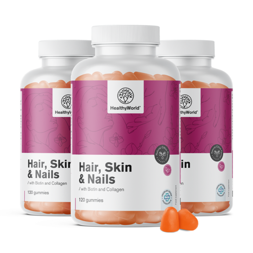 3x Hair, Skin & Nails - Gummis für Haare, Haut und Nägel, zusammen 360 Gummibonbons