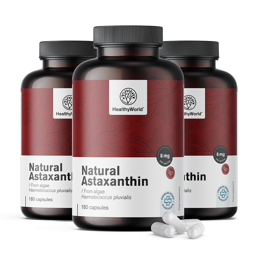 Natürliches Astaxanthin 8 mg in Kapseln.