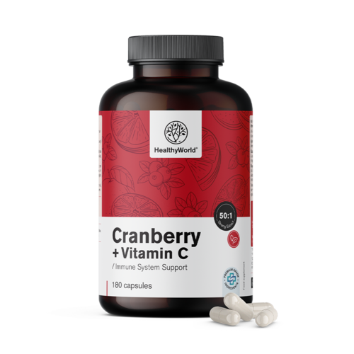 Cranberry-Extrakt mit Vitamin C, 180 Kapseln