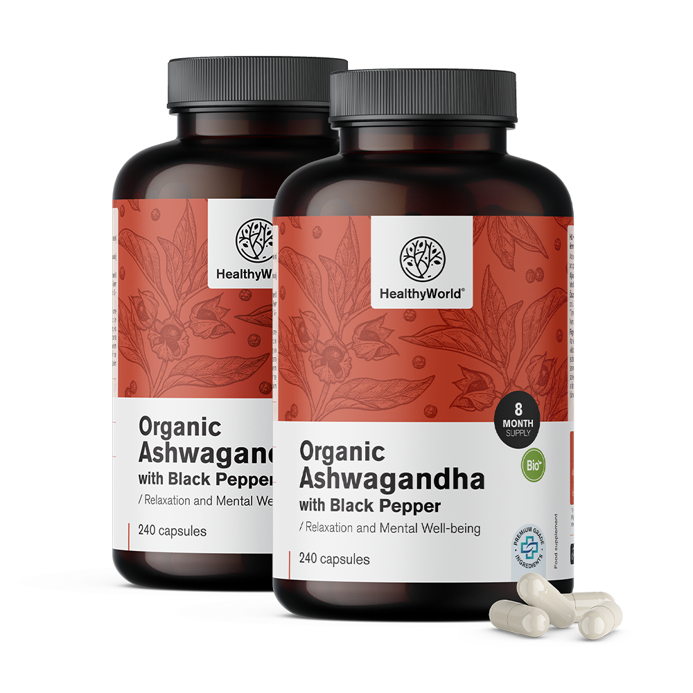BIO Ashwagandha mit schwarzem Pfeffer.