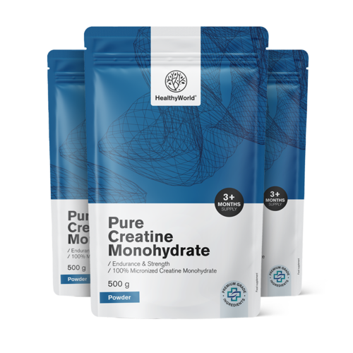 3x Pure Kreatinmonohydrat in Pulverform, zusammen 1500 g